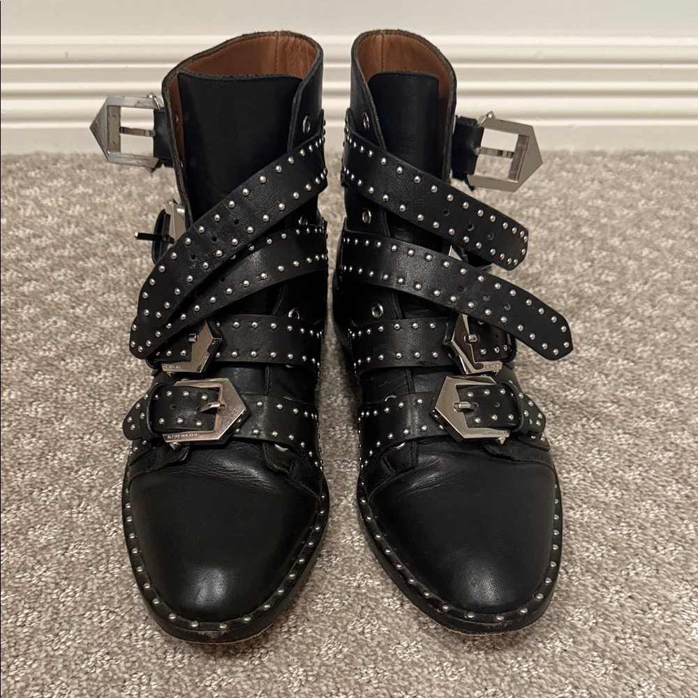 Givenchy Studded Black Leather Ankle Boots
